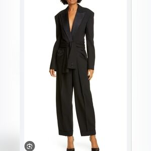 Alexander Wang Black Tie Waist Tuxedo Jumpsuit Size 8